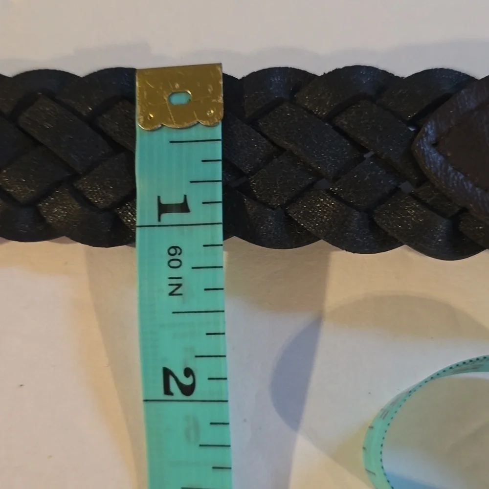 Bill Blass Womens Brown Braided Woven Belt Silver Buckle Sz.Small